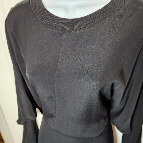 NWT COS Black Batwing Sleeve Maxi Dress Size 10 Minimalist Modern Rayon $125 - Picture 9 of 10